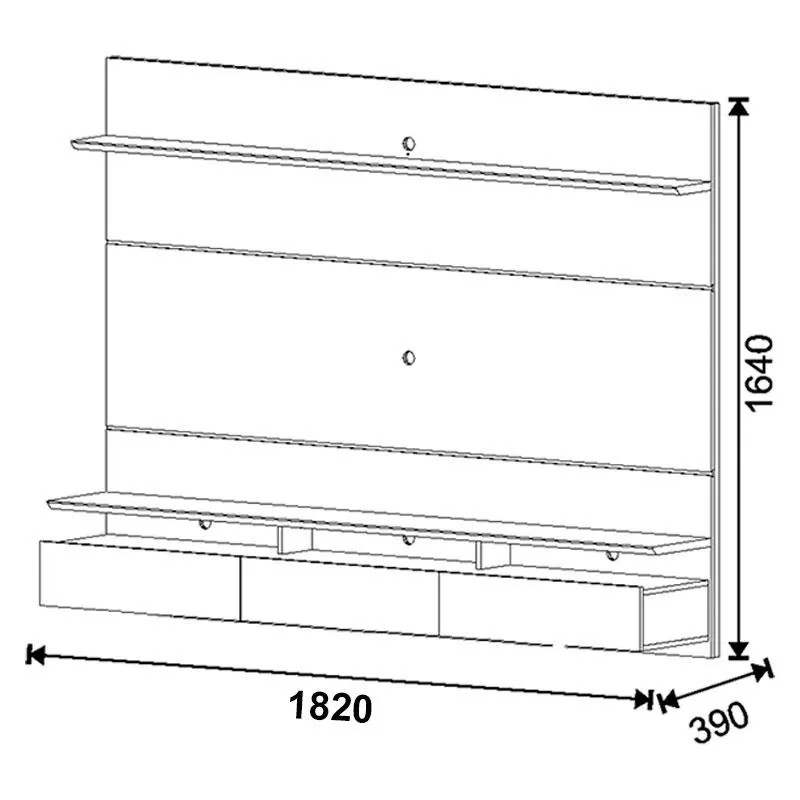 Painel Suspenso Decore 1.8 com mesa de centro Classic Redonda Freijó Off White - Imcal