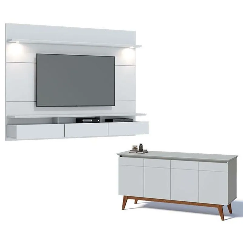 Painel Suspenso Decore Com Aparador Buffet Classic 1.8 Branco Acetinado - Imcal