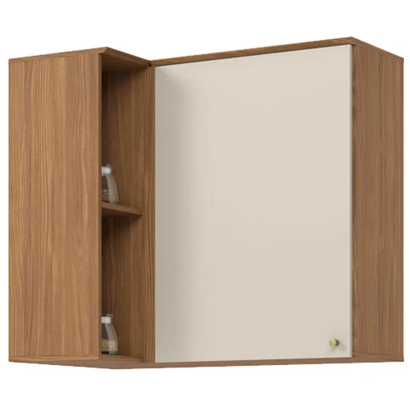 Armário Aéreo de Cozinha Ambiente Requinte Canto Reto 1 Porta Nature Areia Hp – Henn