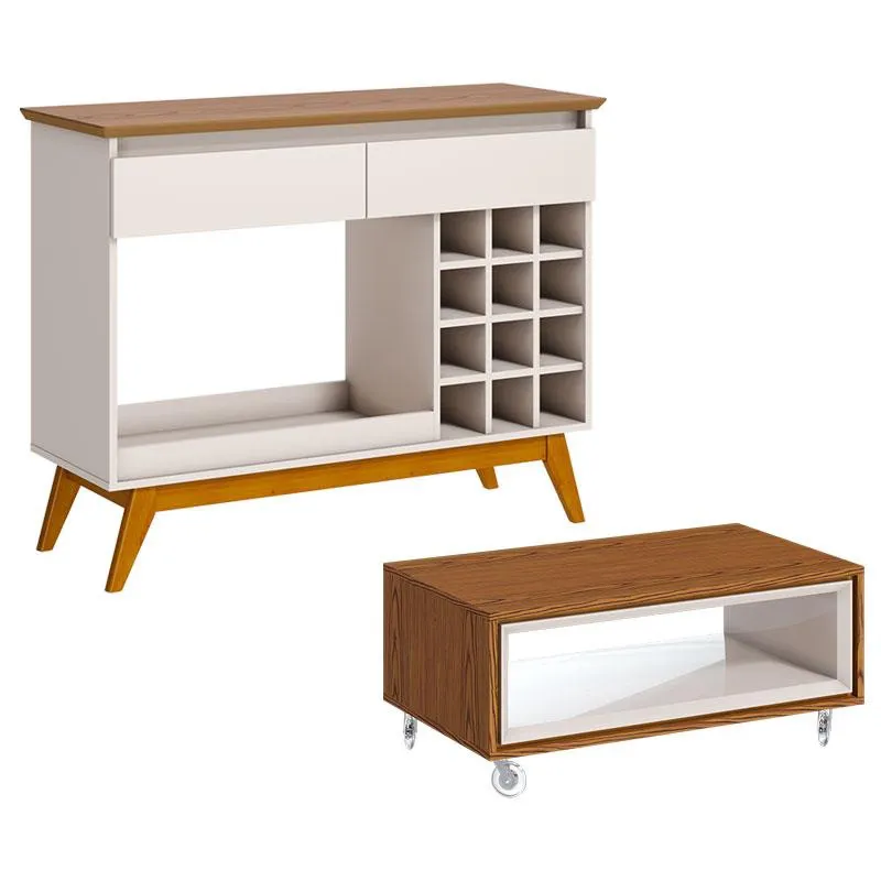 Aparador para Sala Classic ad com Mesa de Centro Ópera Off White Freijó - Imcal