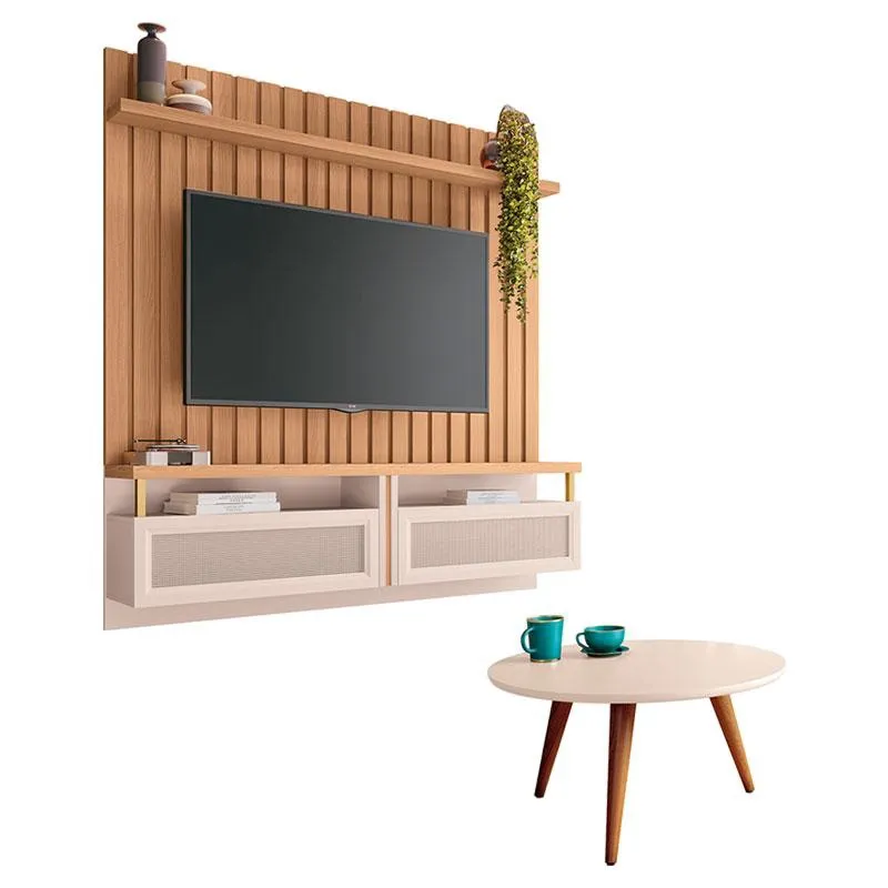 Home Suspenso Átrio e Mesa de Centro Sorelle Freijó Off White – hb Móveis