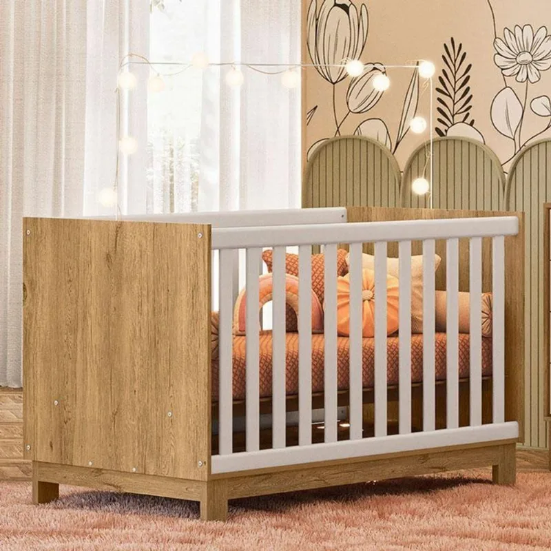 Berço Americano Mini Cama Q Slim Freijó Toq Branco Acetinado Ambiente - Qmovi
