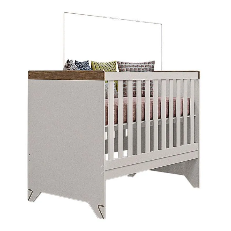 Quarto de Bebê Lívia e Berço Americano Retro Maya Carvalho Off White com Colchão Ortobom - Canaã