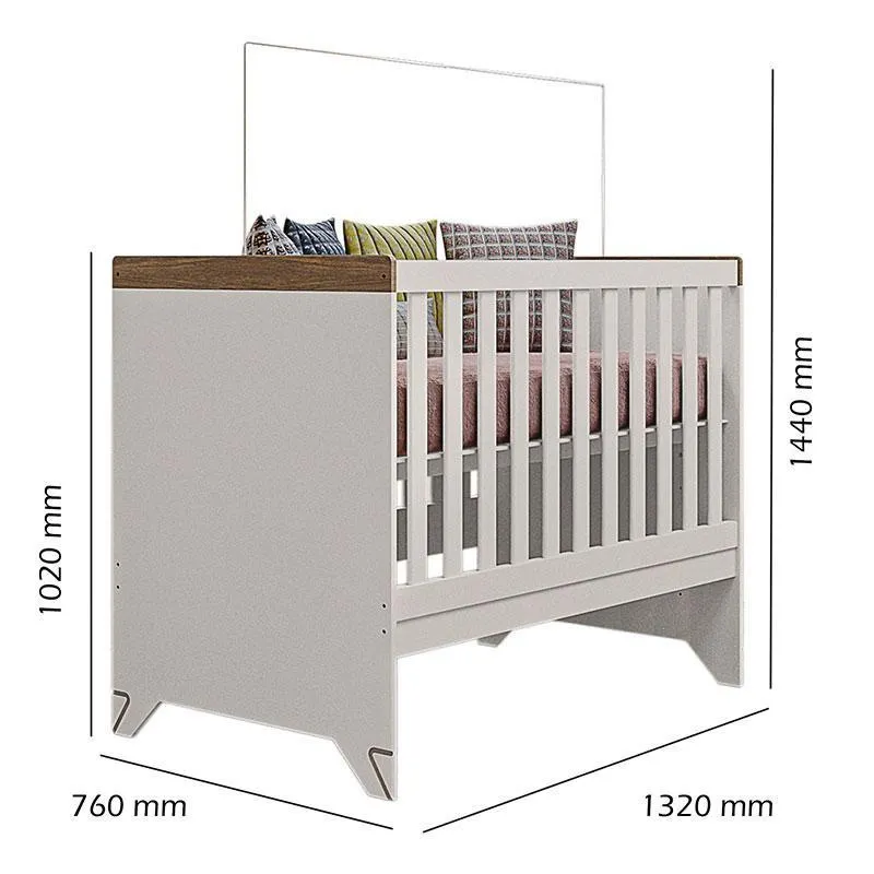 Quarto de Bebê Emilly 4 Portas com Berço Americano Retro Maya Off White Carvalho - Canaã