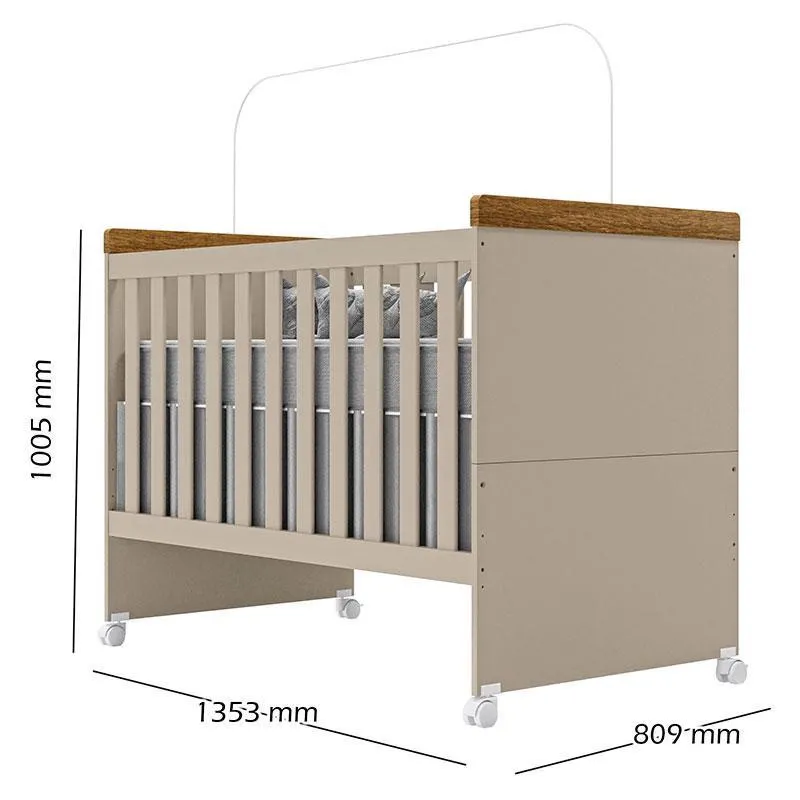 Berço Mini Cama Lívia e Cômoda com Porta Emilly Off White Carvalho - Canaã