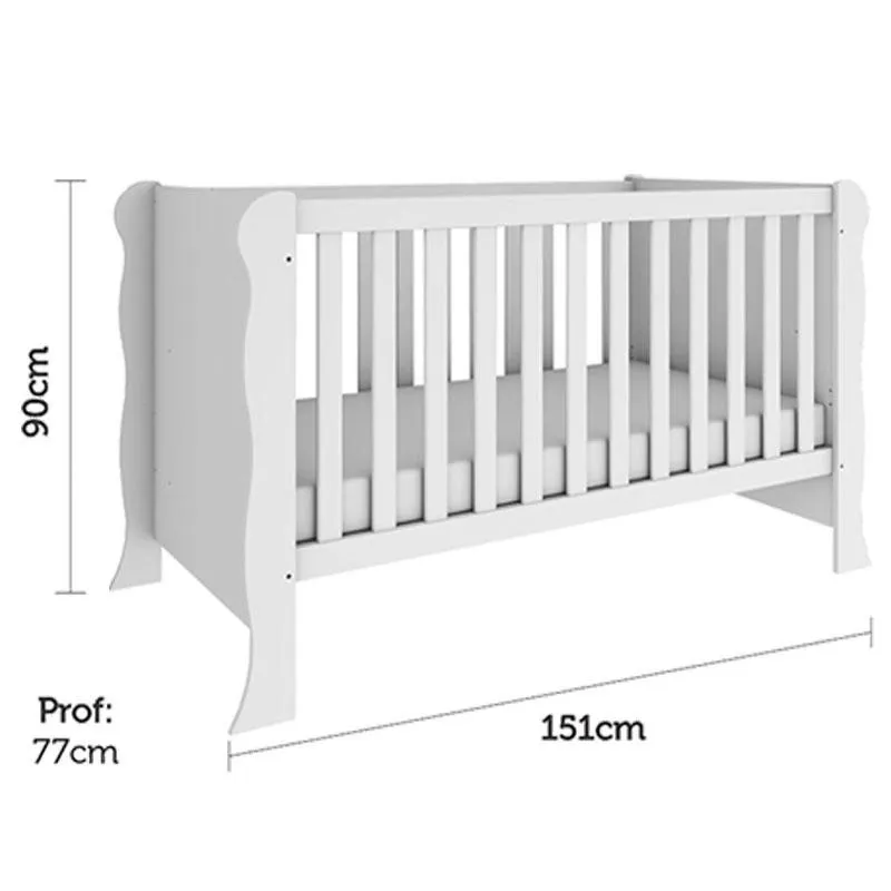 Berço Americano Mini Cama Ariel e Cômoda Infantil Duda Branco Brilho com Colchão Gazin – Phoenix Baby