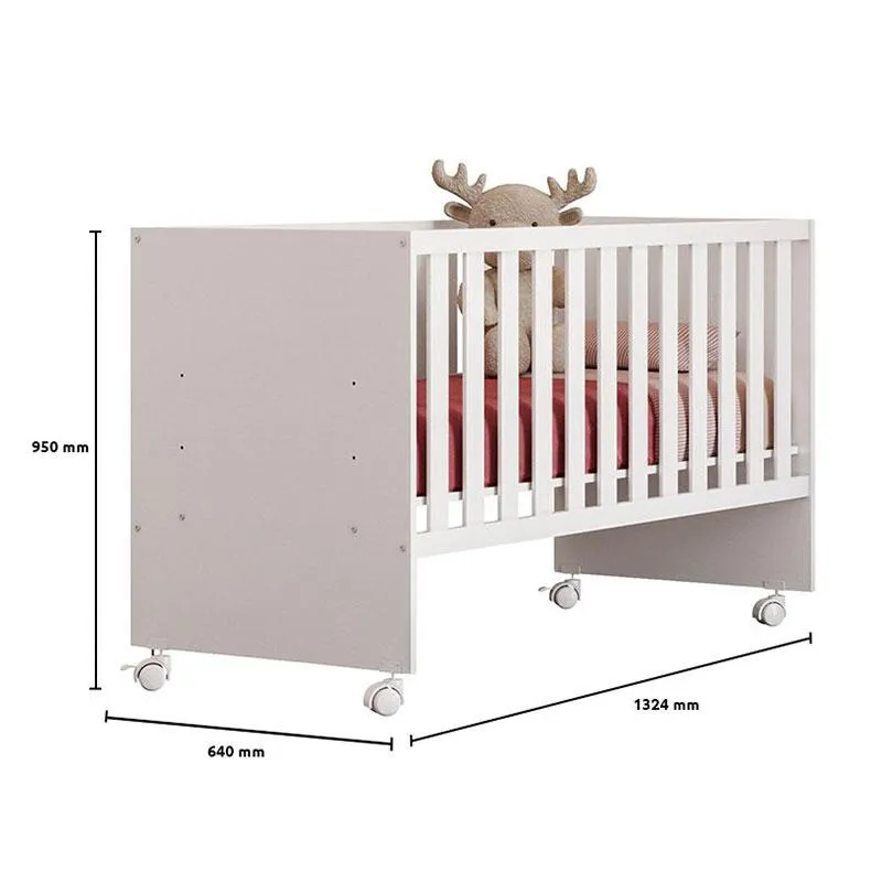Berço Nacional Doce Sonho 3540 e Guarda Roupa Duda 3 Portas Branco Brilho com Colchão Gazin – Phoenix Baby