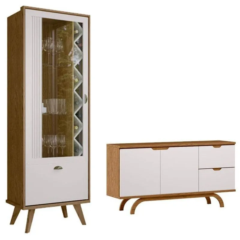 Cristaleira Isis E Aparador Buffet Vicenza Ype Off White - New Ceval