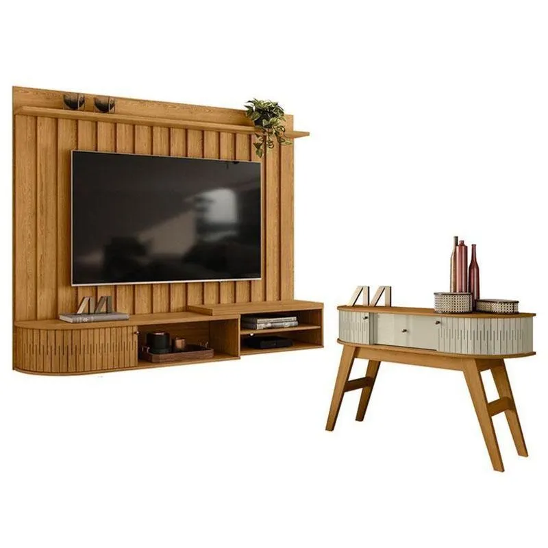 Estante Home Theater Suspenso ímola Com Aparador Estoril Cumaru Opala – Madetec