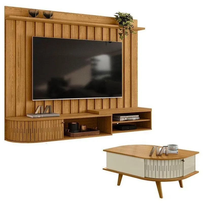 Estante Home Theater Suspenso ímola Com Mesa De Centro Indianápolis Cumaru Opala – Madetec