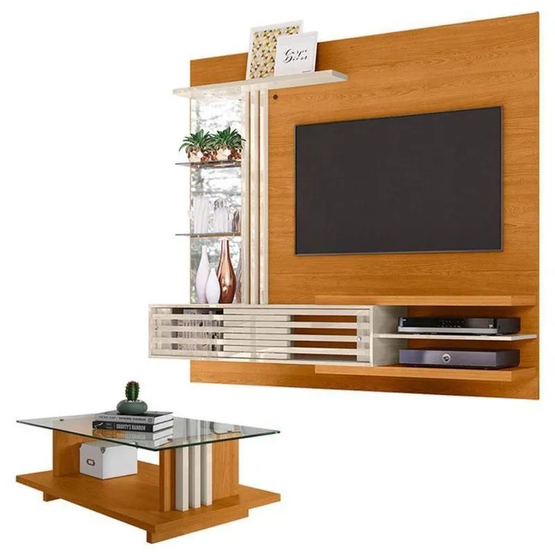 Estante Home Theater Suspenso Com Mesa De Centro Frizz Supreme Cinamomo Off White – Madetec