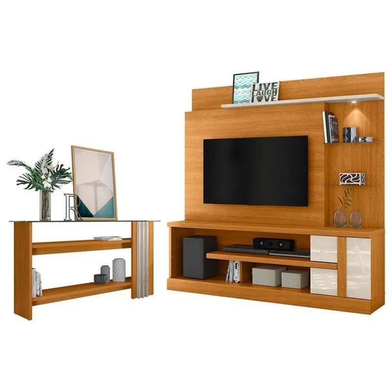 Estante Home Theater Alan Com Aparador Frizz Cinamomo Off White - Madetec