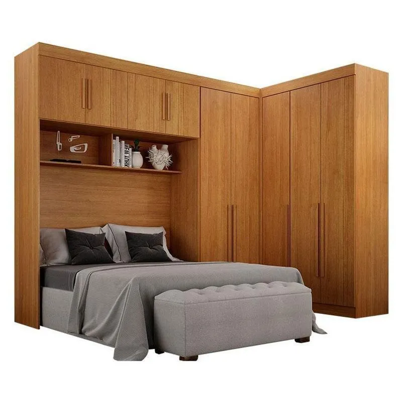 Quarto De Casal Modulado 9 Portas Orion Cinamomo Leifer Móveis