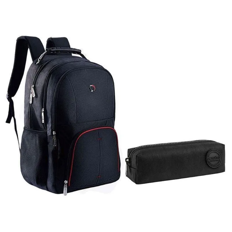 Kit Mochila Escolar Notebook Sbfp-6221 E Estojo Académie Preto - Fuseco