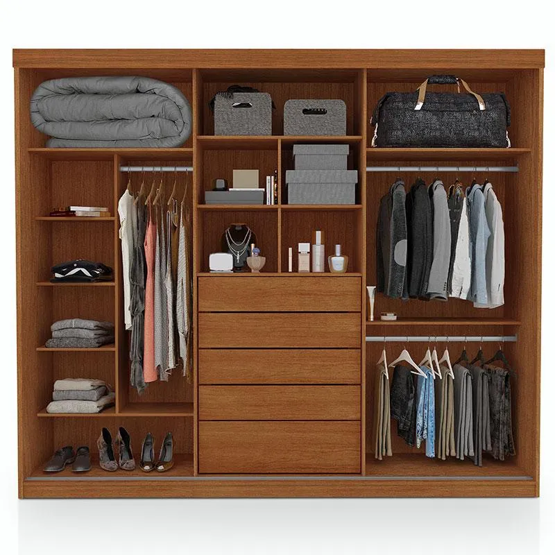 Guarda Roupa Casal Ambiente Ímola 3 Portas de Correr com Espelho Carvalho Off White Pina - Luapa