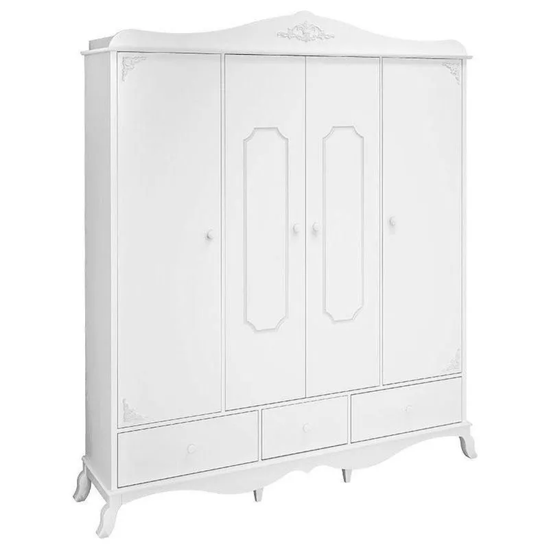 Guarda Roupa Infantil Realeza 4 Portas Branco Acetinado - Canaã