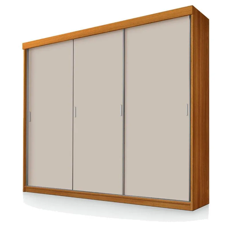 Guarda Roupa Casal Ambiente Ímola 3 Portas de Correr Freijó Off White Pina - Luapa