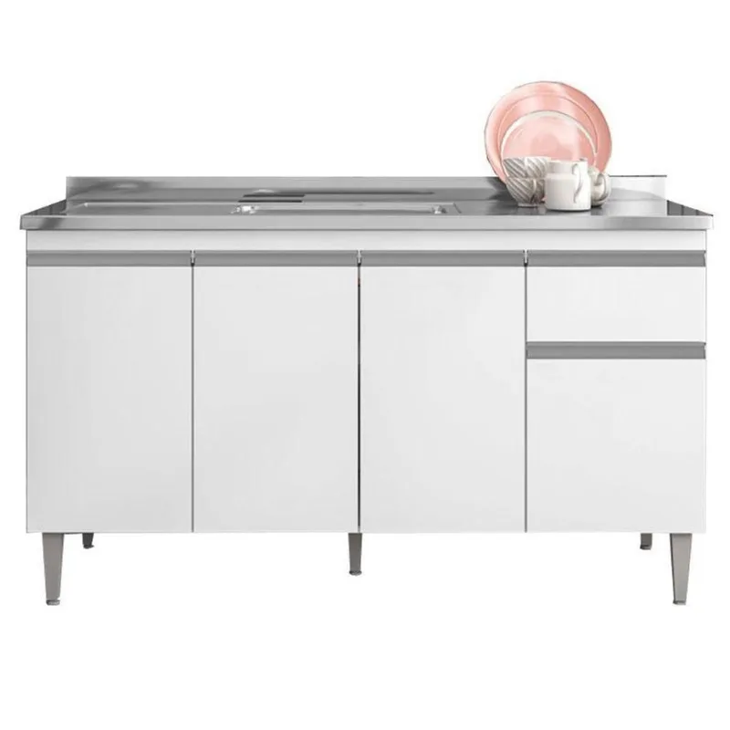 Balcão De Pia Tatiane 145 Cm Branco Brilho - Ajl