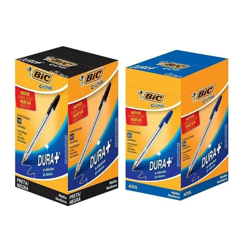 Kit Caixa De Caneta Esferográfica Cristal 1.0mm 100 Unidades tom escolhido Azul E Preto - Bic