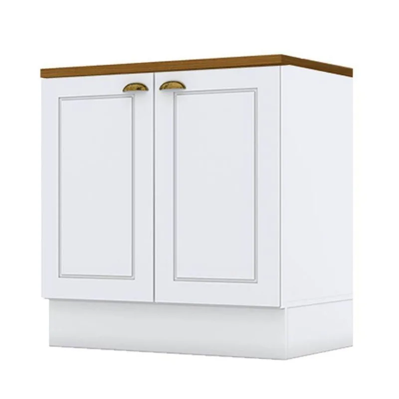 Balcão 2 Portas 80 Cm Nova York Branco Com Tampo Para Cooktop Nature – Henn