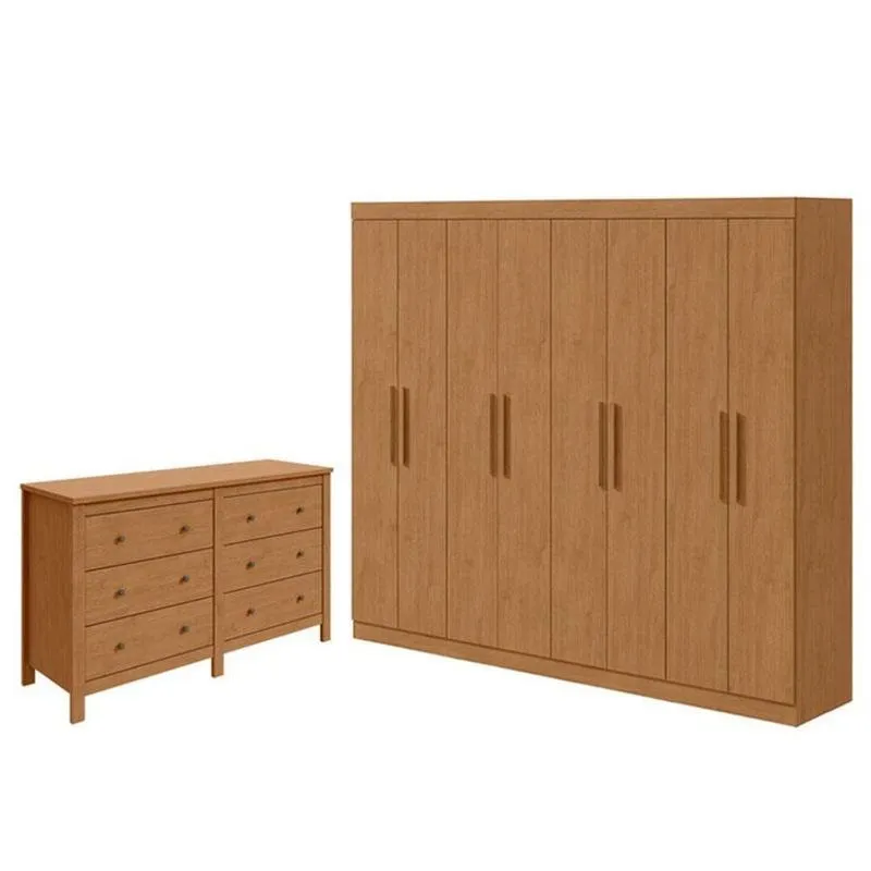 Guarda Roupa Casal Andara Soft E Cômoda Horizontal Maggiore Amêndoa Clean - Lopas