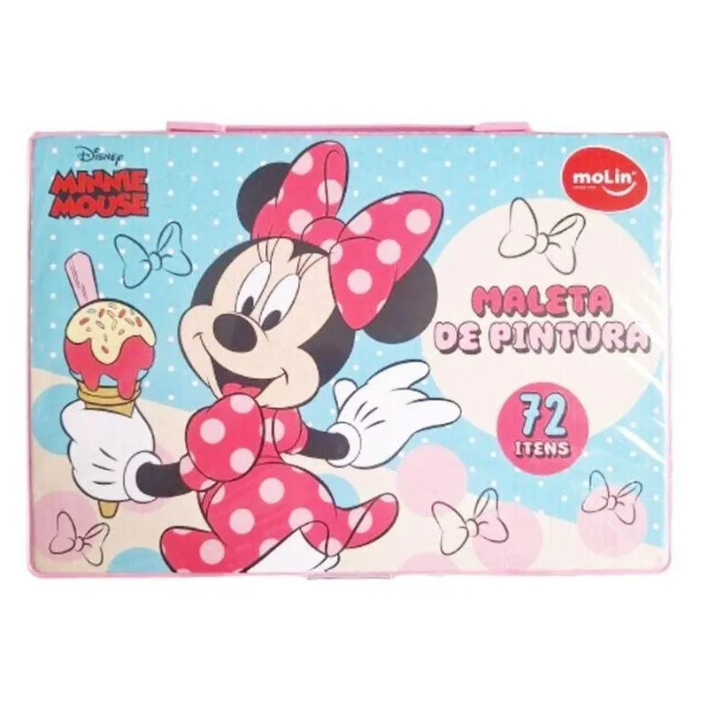 Estojo Maleta De Pintura Infantil Minnie 72 Peças Sorvete Rosa - Molin