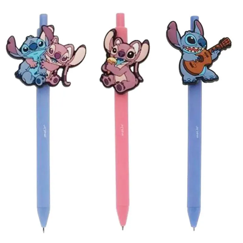 Kit Caneta Esferográfica Retrátil Stitch 3 Unidades - Molin