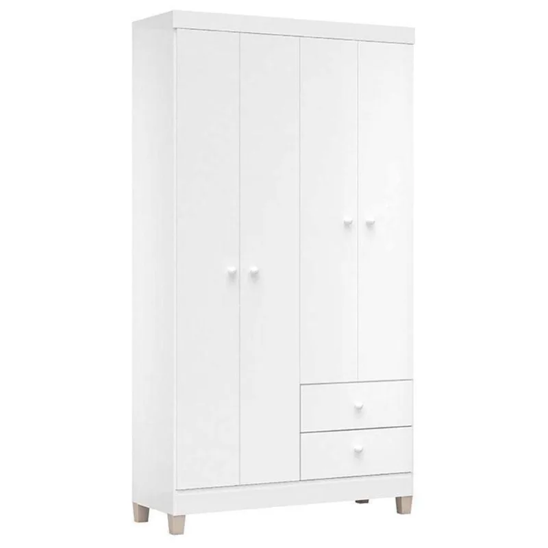 Guarda Roupa Infantil Baby Kids 4 Portas Branco Flex – Incorplac