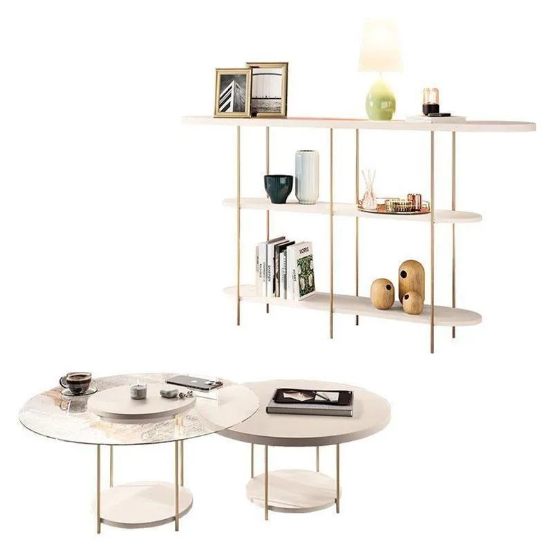 Aparador Infinity E Kit Mesa De Centro Sky Off White – Hb Móveis