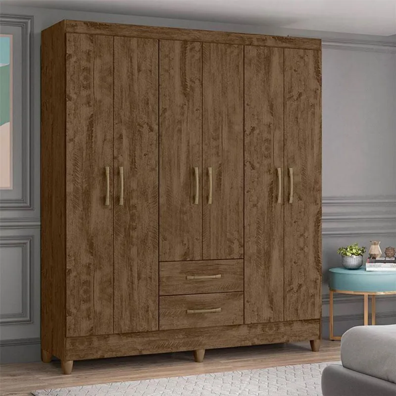 Guarda Roupa Casal Ambiente Panamá 6 Portas Castanho Wood - Moval