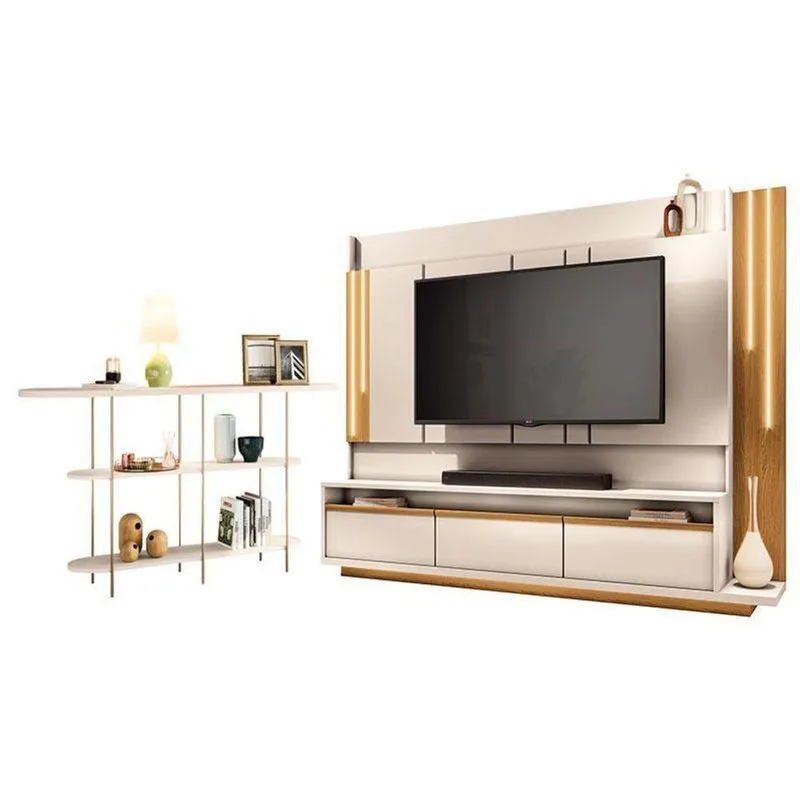 Estante Home Theater Montane Off White Cinamomo E Aparador Infinity Off White - Hb Móveis