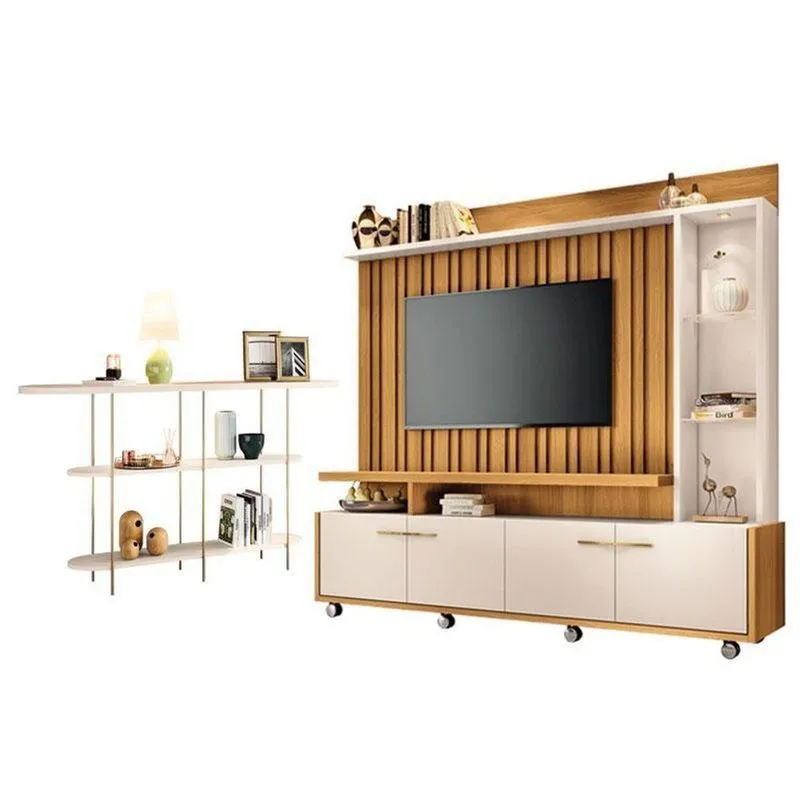 Estante Home Theater Titan Off White Cinamomo E Aparador Infinity Off White - Hb Móveis