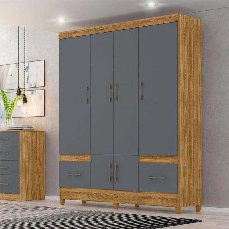 Guarda Roupa Casal Ambiente Ms912 6 Portas Freijó Cinza - Moval