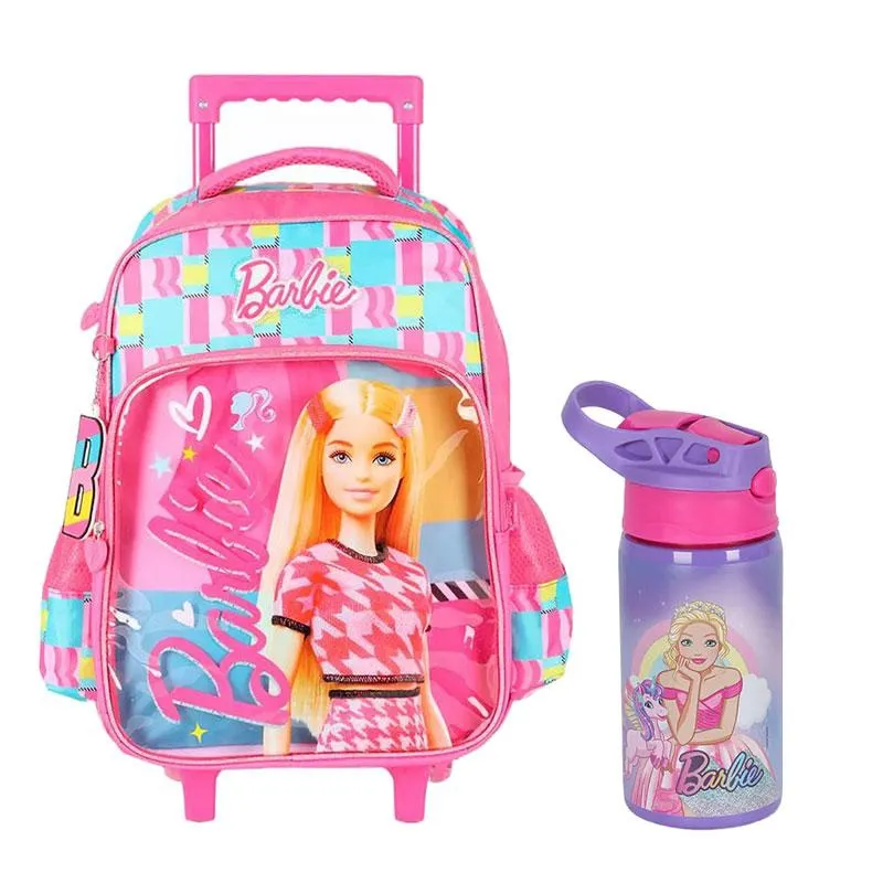 Kit Mochila com Rodinhas Barbie IC41442BB e Garrafa de Água GF56169BB 500ml - Maxlog