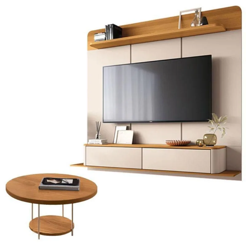 Home Suspenso Galax Cinamomo Off White E Mesa De Centro Sky Cinamomo- Hb Móveis