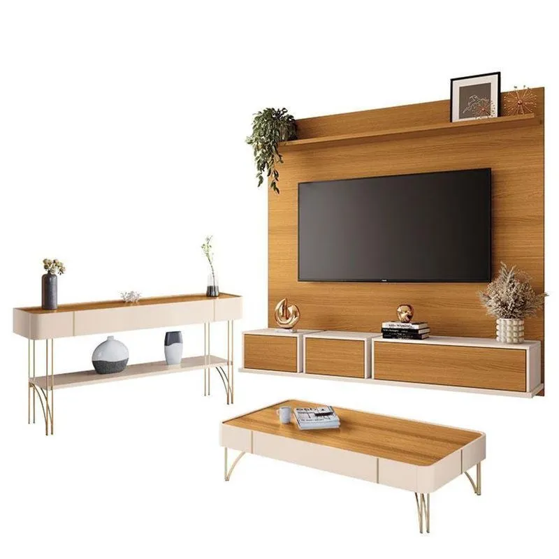 Home Suspenso Max E Aparador Vivant E Mesa Cadenza Cinamomo Off White - Hb Móveis