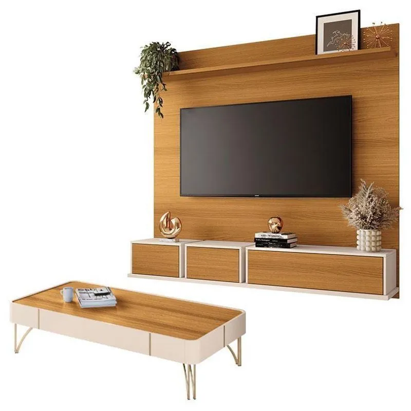 Home Suspenso Max E Mesa De Centro Cadenza Cinamomo Off White - Hb Móveis