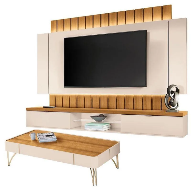 Home Suspenso Illusion 2.2 E Mesa De Centro Cadenza Cinamomo Off White - Hb Móveis