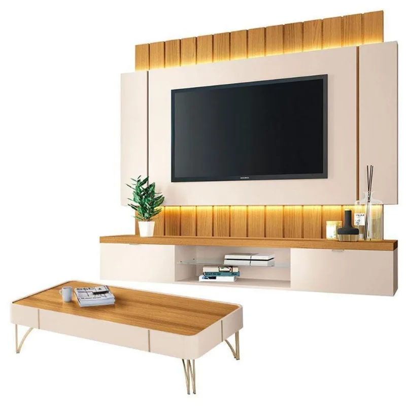 Home Suspenso Illusion 1.8 E Mesa De Centro Cadenza Cinamomo Off White - Hb Móveis