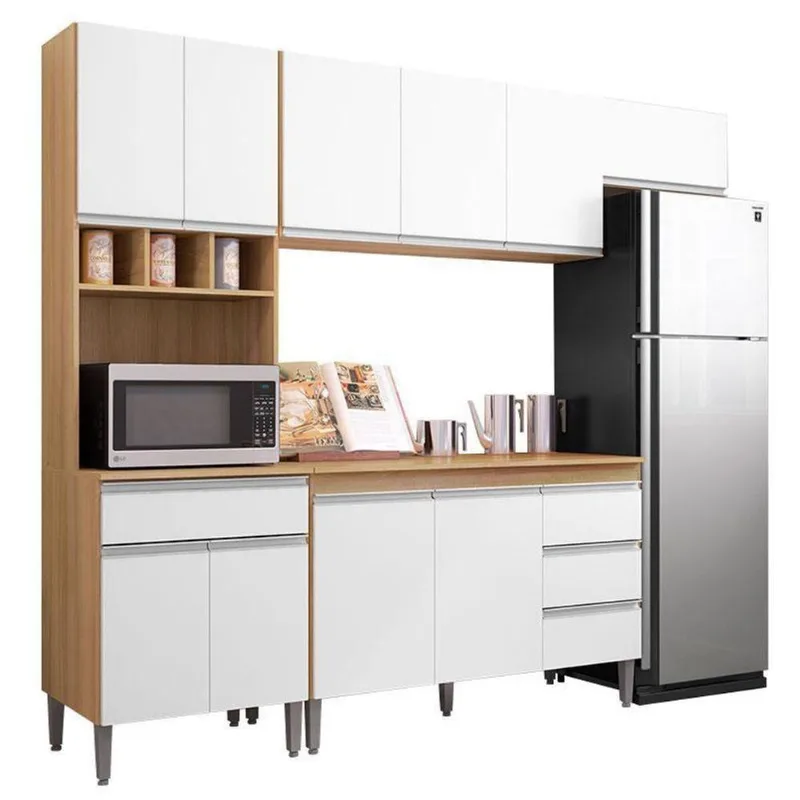 Cozinha Com Balcão E Tampo 120cm Andréia Amêndoa Branco - Ajl