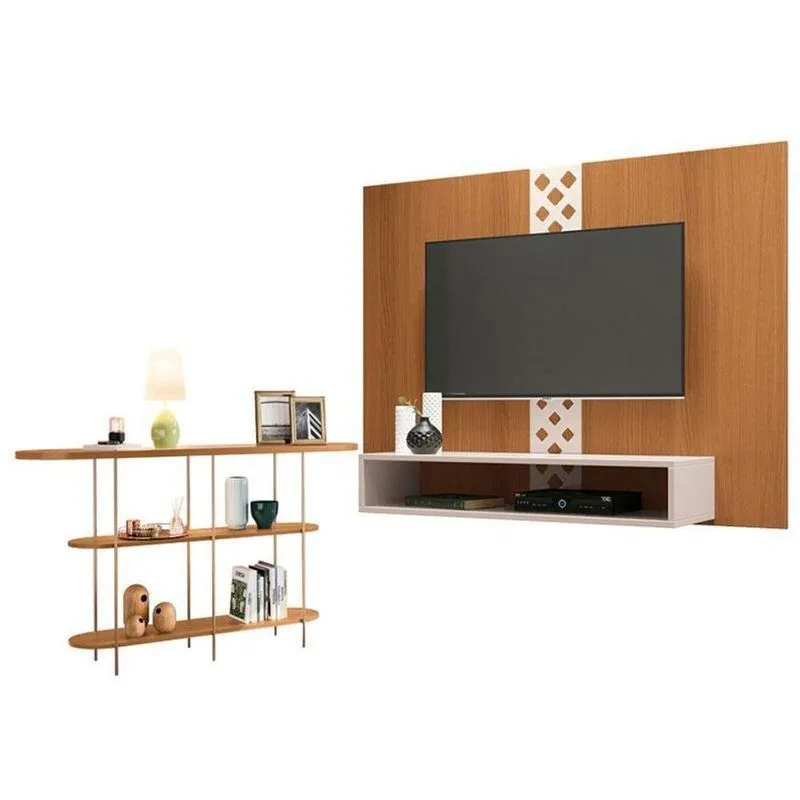 Painel Para Tv Home Suspenso Form Com Aparador Infinity Cinamomo Off White – Hb Móveis