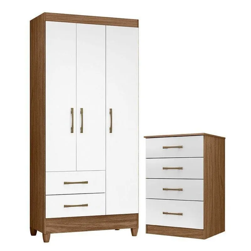 Guarda Roupa Solteiro Lima E Cômoda Ms913 Naturale Branco – Moval