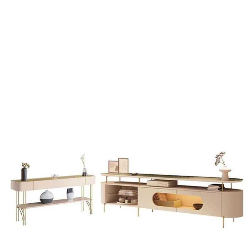 Rack Bancada ária Com Aparador Vivant Champanhe Off White - Hb Móveis