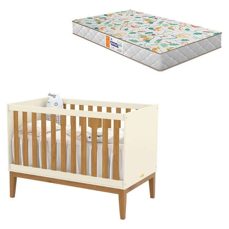 Berço Americano Unique Off White Freijó Eco Wood Com Colchão Gazin - Matic