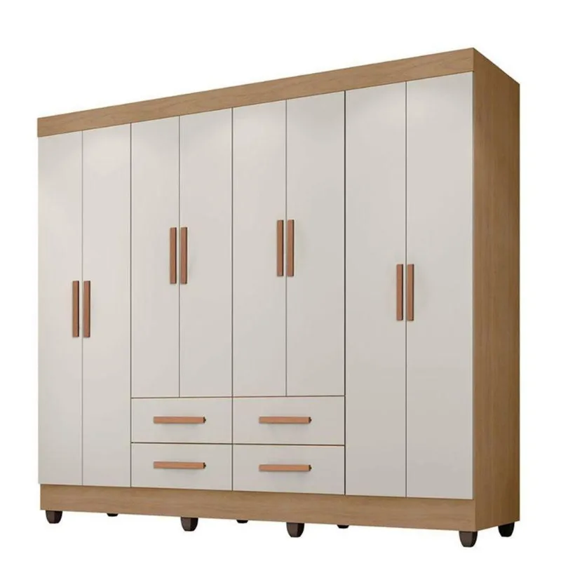 Guarda Roupa Casal Porto 8 Portas Nature Off White - Móveis Leão