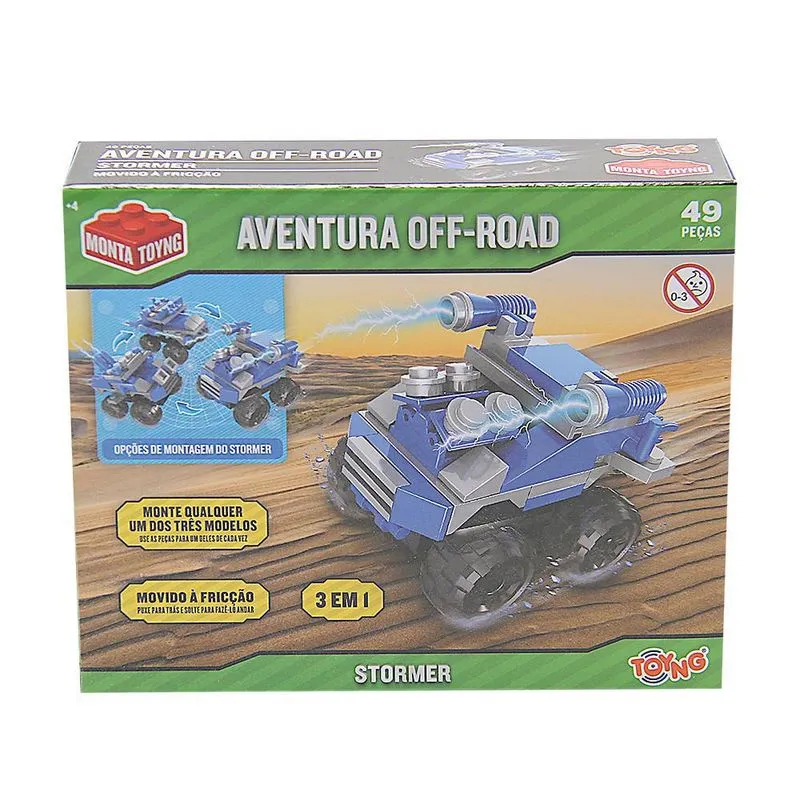 Brinquedo Carrinho Stormer Aventura Off-Road 3 Em 1 Com 49 Peças Toyng