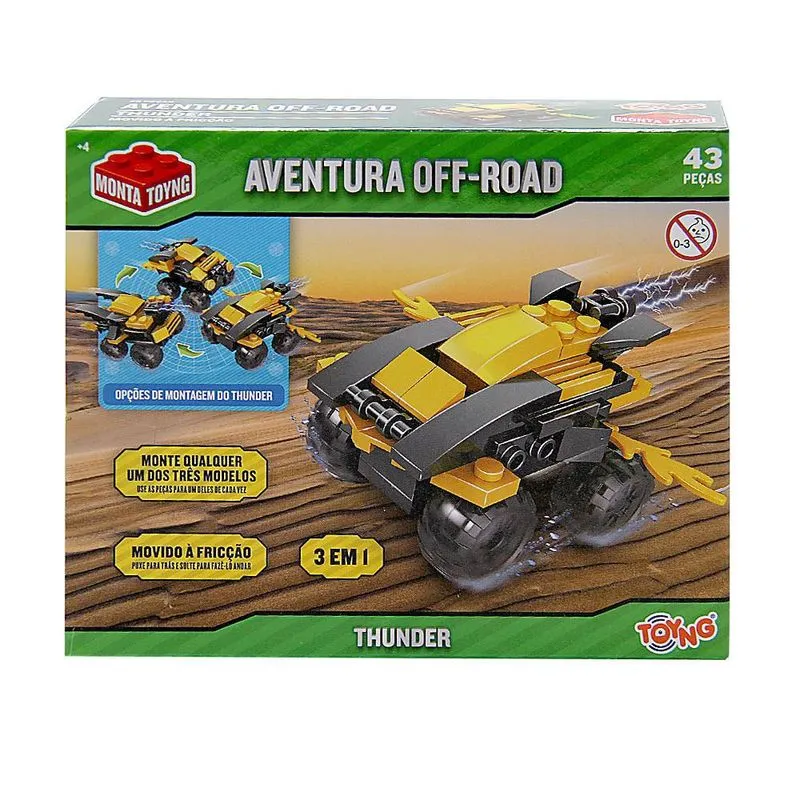 Brinquedo Carrinho Thunder Aventura Off-Road 3 Em 1 Com 43 Peças Toyng
