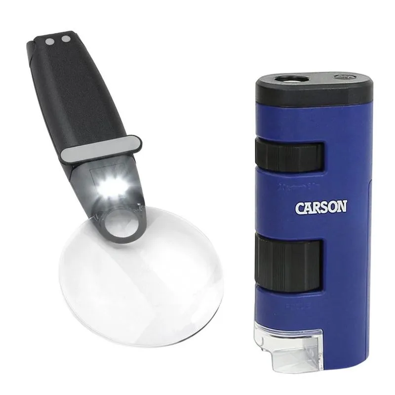 Microscópio De Bolso Mm-450 Carson + Lupa De Aumento Bifocal