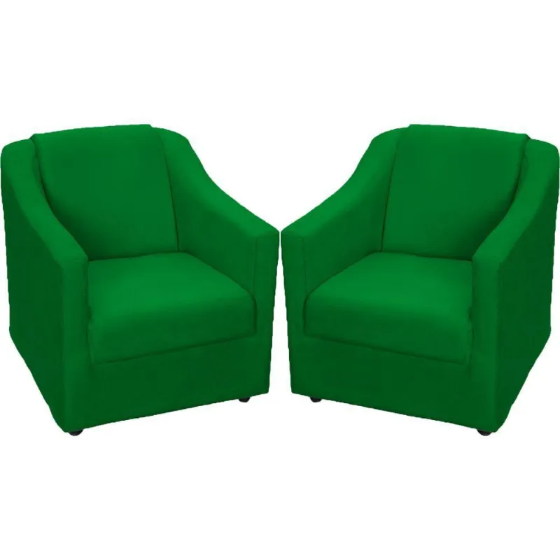 Kit 2 Poltronas Mila Pé De Plástico Cromado - Verde Suede