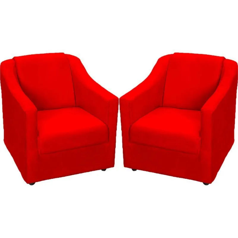 Kit 2 Poltronas Mila Pé De Plástico Cromado - Vermelho Suede